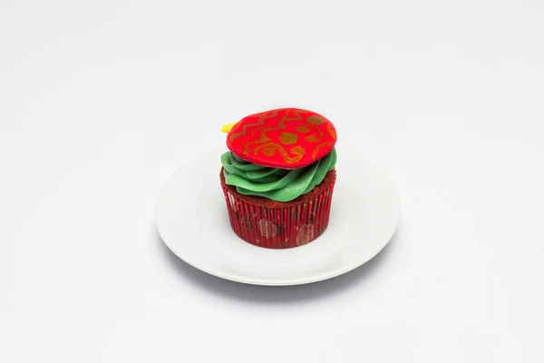 Belle Cupcake pour Noël sur une assiette — Photo