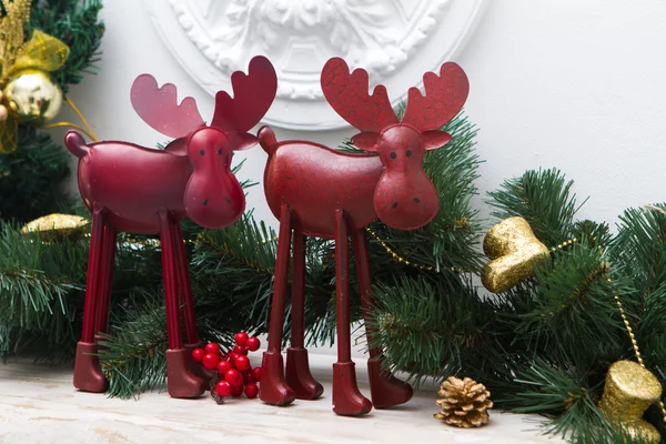 Deer in the Christmas interior — Stock Photo, Image