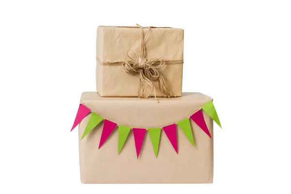 Paper box tied with a rope — Stock Photo, Image