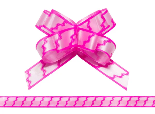 Shiny pink satin ribbon on white background — Stock Photo, Image