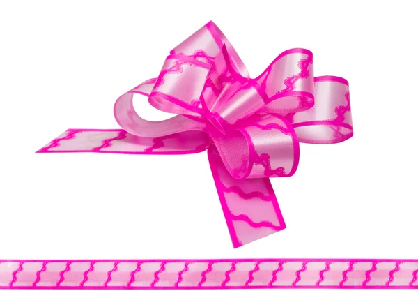 Shiny pink satin ribbon on white background — Stock Photo, Image