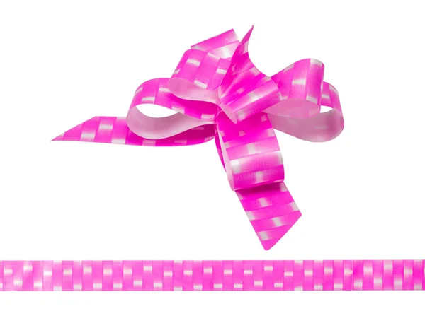 Shiny pink satin ribbon on white background — Stock Photo, Image