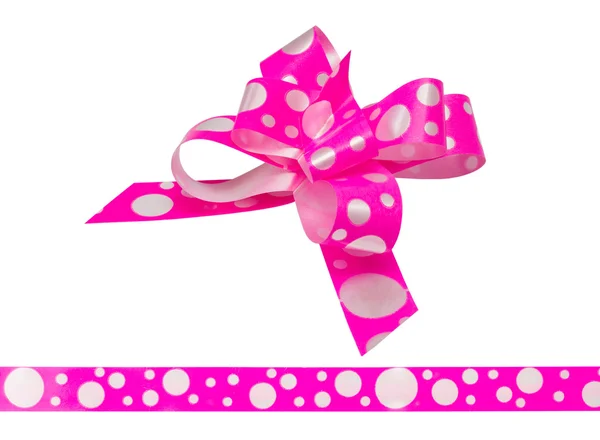 Shiny pink satin ribbon on white background — Stock Photo, Image