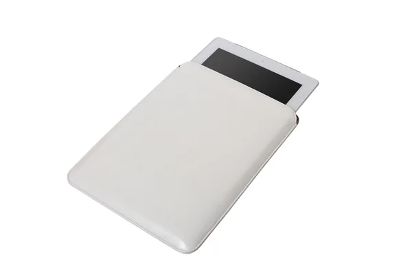 Closed white tablet case on white background — Stock Photo, Image