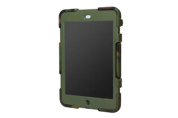 Askeri bir davada tablet bilgisayar. haki rengi — Stok fotoğraf