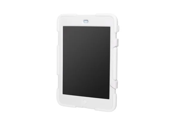 Tablet computador em um caso militar. branco — Fotografia de Stock