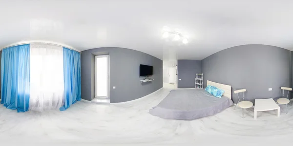 Интерьер спальни. Современный минималистский стиль интерьера спальни в монохромных тонах — стоковое фото