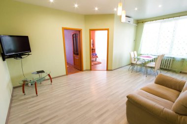 Ev iç açık Plan mutfak, salon ve yemek odası