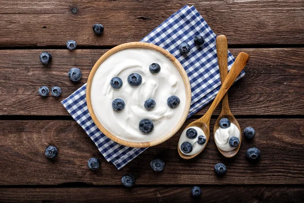 Fresh blueberry yogurt — Stock Photo, Image