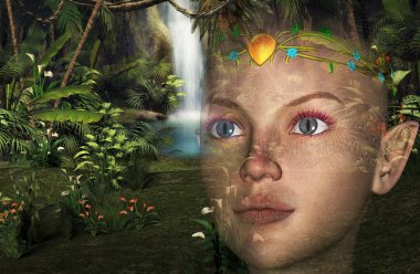 Elf jungle 3d illustration -3D rendering clipart
