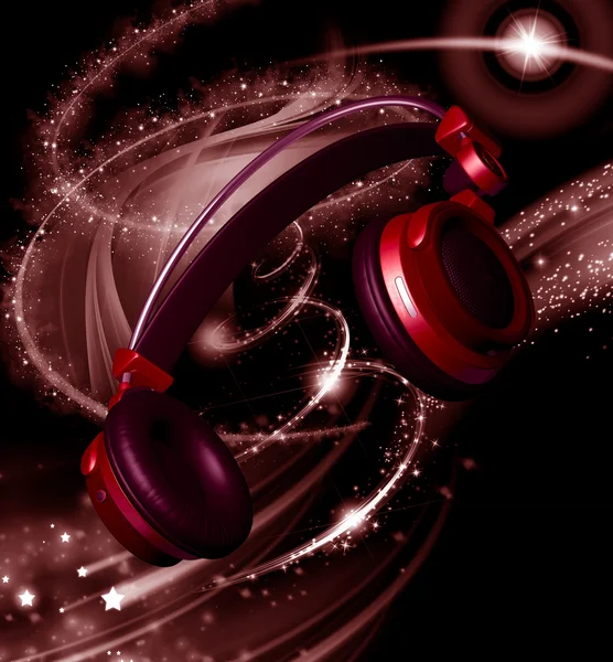 Realistic headphones with stars dust — Stock Photo, Image