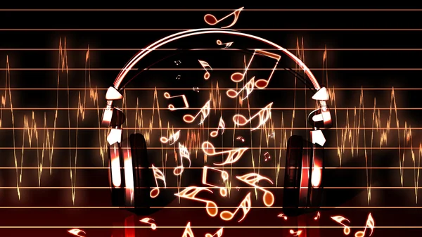 Realistic headphones with music notes — Stock Photo, Image