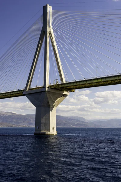 Cable-stayed suspension bridge crossing Corinth Gulf strait, Greece