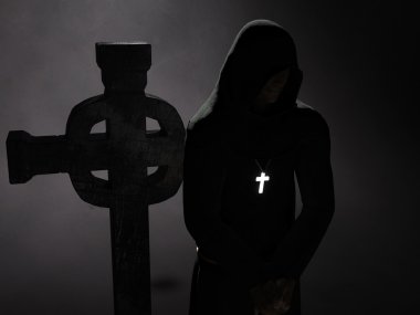 Hıristiyan keşiş Başını eğdi, meditasyon