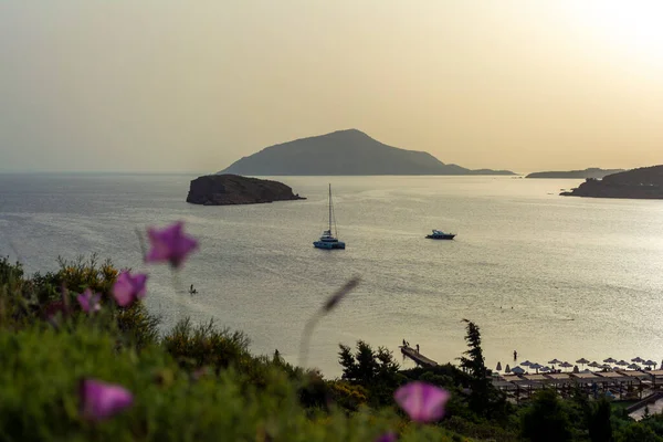 Bel Tramonto Nella Regione Athens Grecia Tramonto Sul Mare — Foto Stock