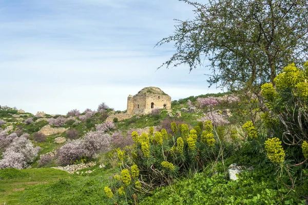 Středověká Pevnost Acrocorinth Slunečného Dne Peloponés Řecko — Stock fotografie