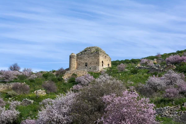 Středověká Pevnost Acrocorinth Slunečného Dne Peloponés Řecko — Stock fotografie