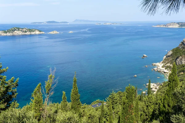 Zeegezicht Bij Porto Timoni Strand Corfu Island Griekenland — Stockfoto