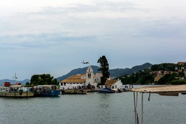 Pontikonisi Corfu Greece August 2018 Pontikonisi Area Corfu Island Flying — Stock Photo, Image