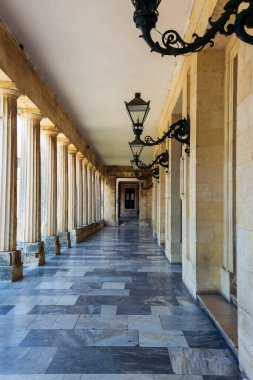 Korfu, Yunanistan - 25 Ağustos 2018. Korfu Yunanistan Asya Sanat Müzesi Manzarası.