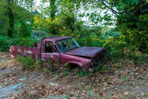 Pelion Greece August 2020 Old Crashed Car Forest Greece — Stock Photo, Image