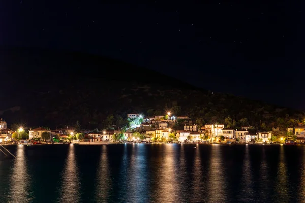 Greece Pelion Harbor Agia Kiriaki Night Sky — Stock Photo, Image