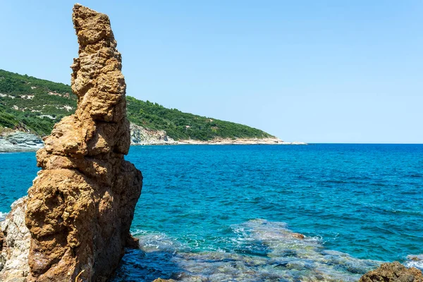 Mourtia Beach Pelion Pelion Güneydoğu Yakasında Lyri Katigiorgis Köylerine Çok — Stok fotoğraf