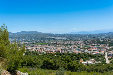 Atina şehir manzarası Hymettus Dağı 'ndan (Ymitos). Yunanistan.