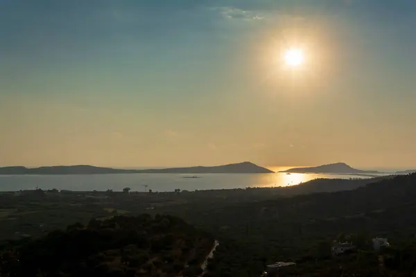 Messenia Daki Gialova Denizi Üzerinde Gün Batımında Panoramik Manzara Yunanistan — Stok fotoğraf