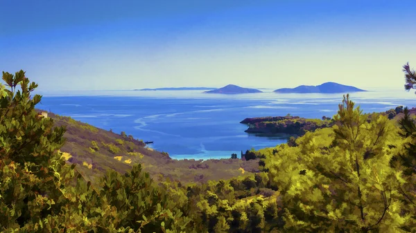 Alonissos Bay - Oil painting effect — Stock Photo, Image