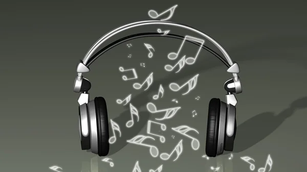 Realistické sluchátka s hudbou poznámky — Stock fotografie