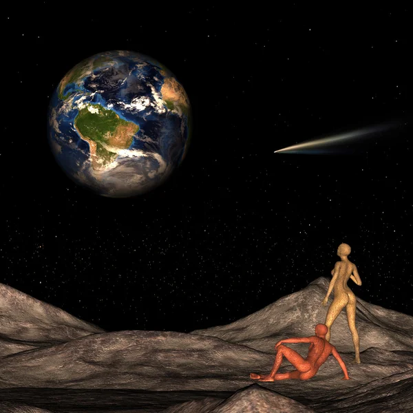 Uzaylılar Dünya'ya bakarak aya