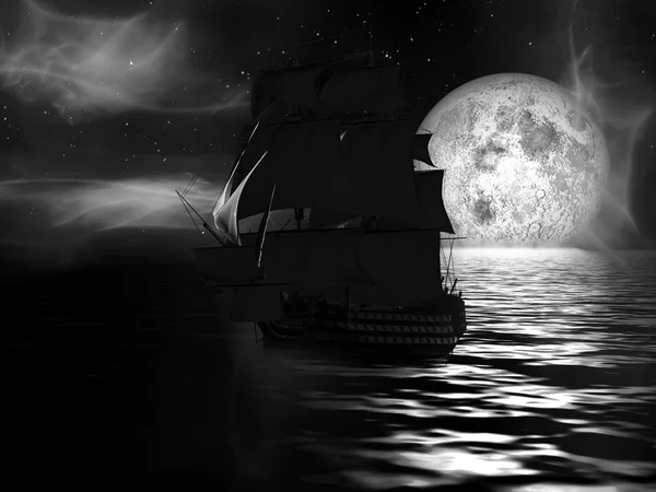 Sailboat at Moonlit Night — Stock Photo, Image