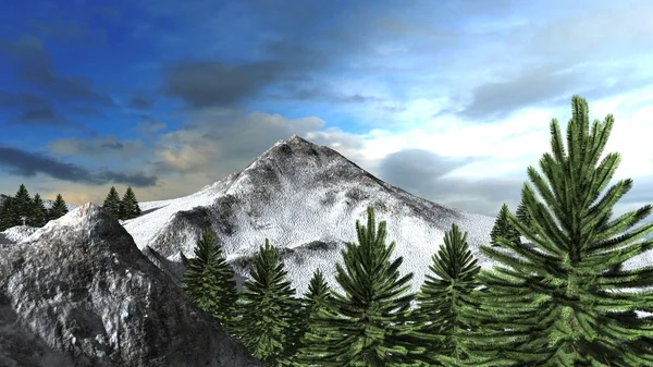 Zimowy krajobraz górski z jodły — Zdjęcie stockowe