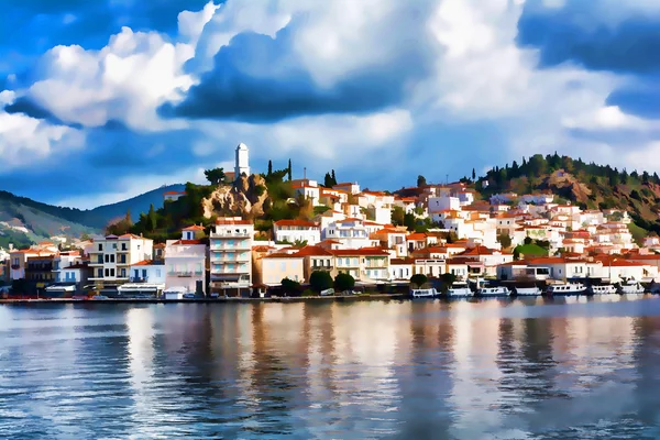 Poros Island, Yunanistan - İzlenimcilik etkisi — Stok fotoğraf