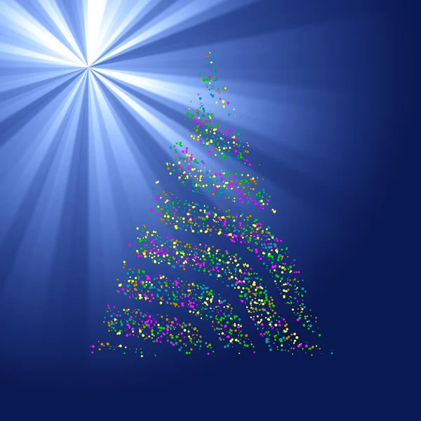 Christmas Bokeh Tree on light ray background — Stock Photo, Image