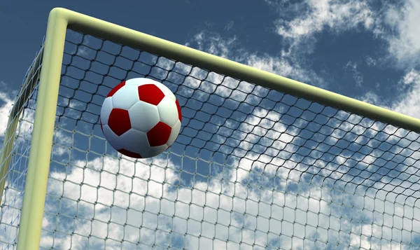 Soccer Foot Ball towards the goal net — Stock Photo, Image