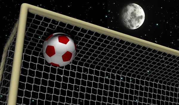 Soccer Foot Ball towards the goal net - Night scene — Stock Photo, Image