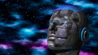 Cyborg Woman - Humanoid in deep space