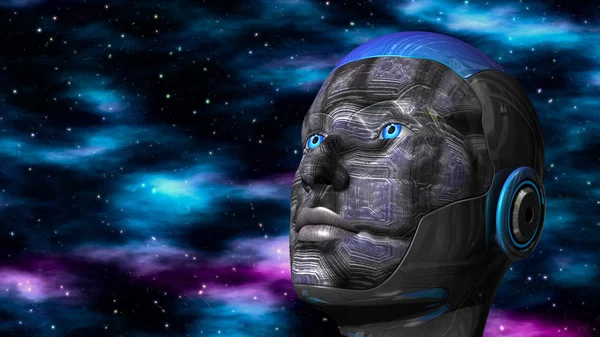 Cyborg Woman - Humanoid in deep space — Stock Photo, Image