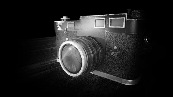 Vieja cámara de fotos vintage sobre fondo negro —  Fotos de Stock