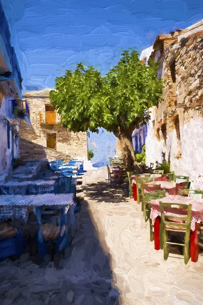 Alonissos Greek Island Street - Efecto de pintura — Foto de Stock