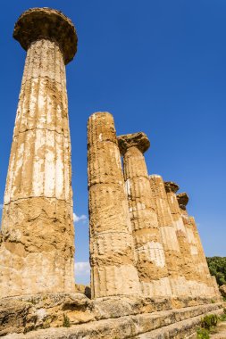 Herkül Tapınağı antik sütunlar, İtalya, Sicilya, Agrigento