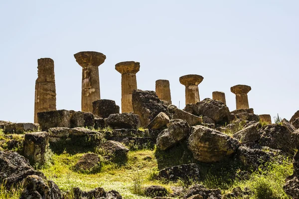 Αρχαίες κολώνες του ναού του Ηρακλή, Ιταλία, Σικελία, Αγκριτζέντο — Φωτογραφία Αρχείου