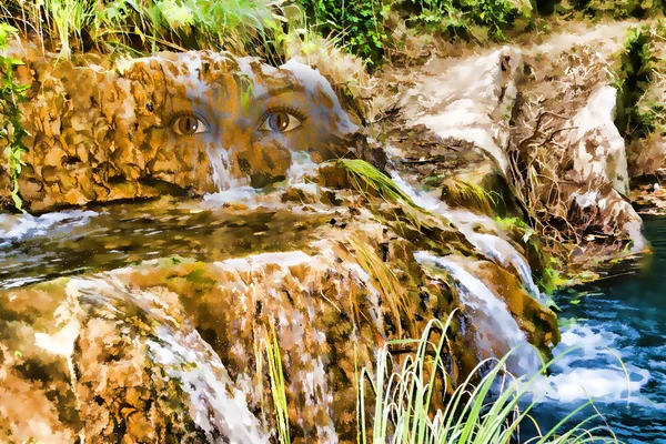 Dağ Gölü ve şelale perisi - resim efekt yüzü ile