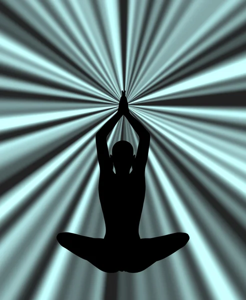 Silhouet beoefenen van yoga in abstracte achtergrond — Stockfoto