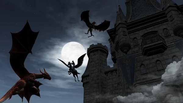 Kalenin geceleri saldıran iki Kırmızı Dragons