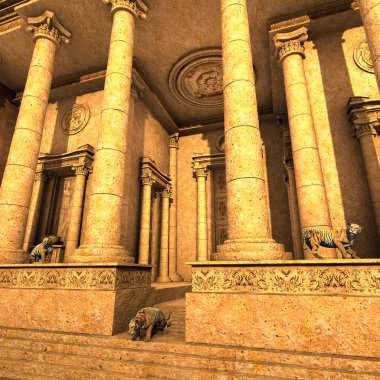 Bir eski fantezi Temple Guardian kaplanlar