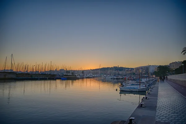 Zachód słońca w porcie - Mallorca — Zdjęcie stockowe