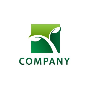 Peyzaj logosu vektör tasarımı resmi. Kare şeklinde bitki yetiştirilmiş peyzaj logosu
